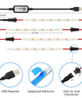 Diagram of Vivid RGB IC LED Strip Lights With App And Remote Control USB Powered Waterproof Tape Light Four Pre Cut Strips