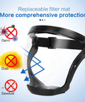 All In One Pro Grade Full Face Shield With Anti Fog Protection For Unisex Safety Gear blocking germs, dust, sawdust