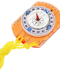 Orange Portable Hiking Map Compass with High Precision for Camping and Backpacking, Luminous Pointer for Night Navigation, Safe Lanyard