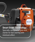 Close-up of Gas String Trimmer With Tap N Go Head, 22cc 2 Cycle Engine featuring smart start technology for easy use