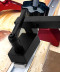 Aluminum Alloy T Track Stop Block With Ergonomic Design For Woodworking And Metalworking Type 30 Miter Track Stopper shown in use