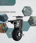 4 Inch Swivel Caster Wheels With Dual Brakes Up To 1000 Lbs Load Capacity Set Of 4 Solid Rubber Wheels, craftsmanship details.