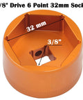 Orange 32mm 3/8 Drive Fork Topcap Socket For Fox 36 38 40 Series Mountain Bike Forks, Flat No Slip Design, 6 Point Socket