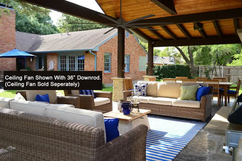 Outdoor patio with ceiling fan featuring 36 Inch Ceiling Fan Downrod In Oil Rubbed Bronze For Tall Ceilings Three Quarter Inch Diameter