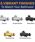5 solid brass 3 way shower diverter valves in chrome, brushed nickel, matte black, brushed gold, oil rubbed bronze finish