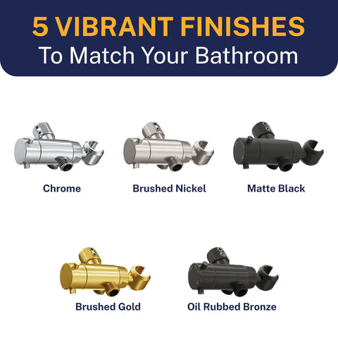 5 solid brass 3 way shower diverter valves in chrome, brushed nickel, matte black, brushed gold, oil rubbed bronze finish