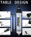Heavy Duty 200 Cc Automotive Fluid Extractor Pump With Hose Lightweight Oil Suction Tool For Transmission And Brake Fluid Upgraded Sealed Design with hoses and drip caps.
