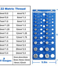 59 Nut And Bolt Thread Checker With Full Size Bolt And Nut Sizer Gauge 22 Standard And 22 Metric 15 Drill Bit Holes Wall Mount Bolt Size Finder Screw Size Chart Durable Bolt Measuring Gear showing metric threads and drill gauges.