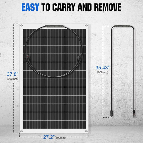 Dimensions of 130W Monocrystalline Flexible Solar Panel Kit With 30A 12V Charge Controller for off grid use