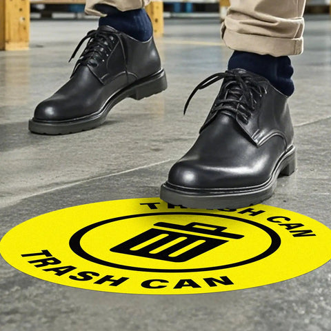 5 Pack 17 By 17 Inch Self Adhesive Trash Can Sign For Industrial And Office Spaces Caution Safety Vinyl Waterproof Signage Durable Moisture Resistant With Strong Adhesion Easy To Read For Workplace Compliance