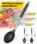 Two Pack Large Silicone Cooking Spoons Nonstick Basting Utensils Heat Resistant For Mixing