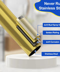 Illustration showing the layers of a Gold Shower Curtain Rod Adjustable From 32 To 83 Inches No Drilling Spring Tension Bar