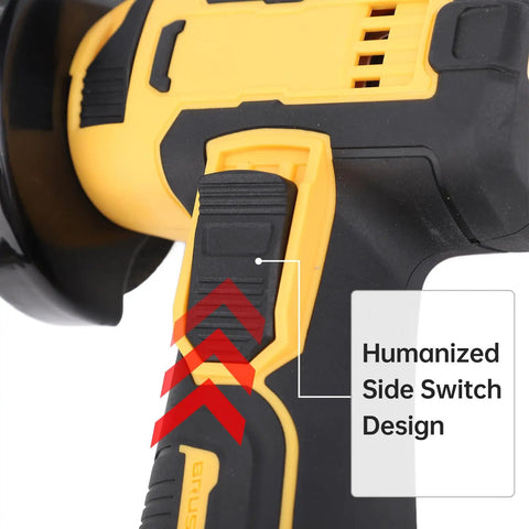 Close-up of Cordless 21V Mini Handheld Angle Grinder Kit With Humanized Side Switch Design