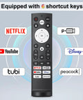 Replacement Remote Control For Smart Google TV Series A6 A65H with 6 shortcut keys for Netflix, YouTube, Disney+ and more.