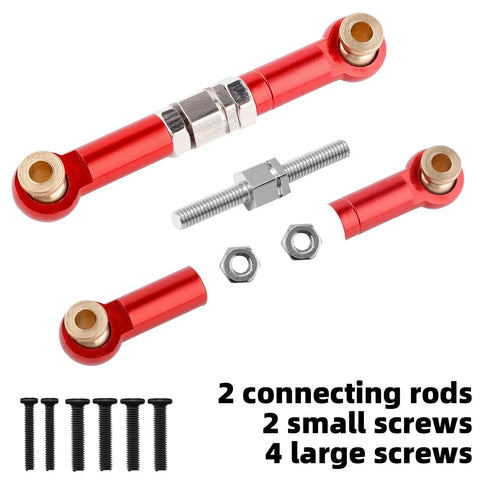 2Pc Beefed Up Metal Steering Linkage Set For 1 To 14 Scale RC Cars Rock Solid Tie Rod And Pull Rod Arm Replacement For MJX Hyper Go H14BM 14209 14210 Red Aluminum Steering Linkage Accessories, red aluminum parts and screws