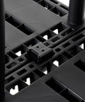 Go To Light Duty Storage Shelves With Ventilated 4 Shelf Rack For Home Garage Basement And Laundry Connects With Multiple Units For Expansive Organization Sturdy Black Shelving Unit For Flexible Storage, black plastic shelf connector close-up