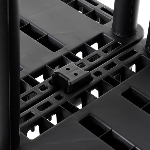 Go To Light Duty Storage Shelves With Ventilated 4 Shelf Rack For Home Garage Basement And Laundry Connects With Multiple Units For Expansive Organization Sturdy Black Shelving Unit For Flexible Storage, black plastic shelf connector close-up