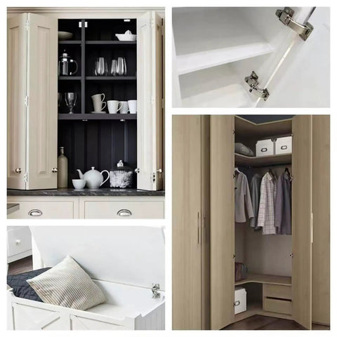 Pair Of 175 Degree Frameless Soft Close Cabinet Hinges With Hidden Hydraulic Lazy Susan Function For Corner Cabinets And Wardrobes