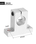 Four SK20 Aluminum Linear Shaft Clamping Supports For 20mm Shafts With Wrench Included Heavy Duty CNC And 3D Printer Rail Mounts