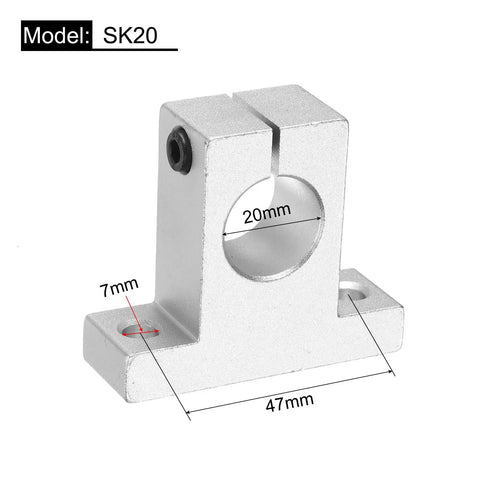 Four SK20 Aluminum Linear Shaft Clamping Supports For 20mm Shafts With Wrench Included Heavy Duty CNC And 3D Printer Rail Mounts