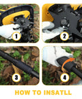 Installation steps for Cordless Garden Tiller Cultivator Compatible With 20V Battery Tool Only, focusing on assembly.