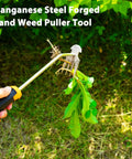 Uproot Like a Pro Hand Held Weeder Puller Tool With Rubber Grip Four Teeth Stainless Steel Weed Remover used in garden