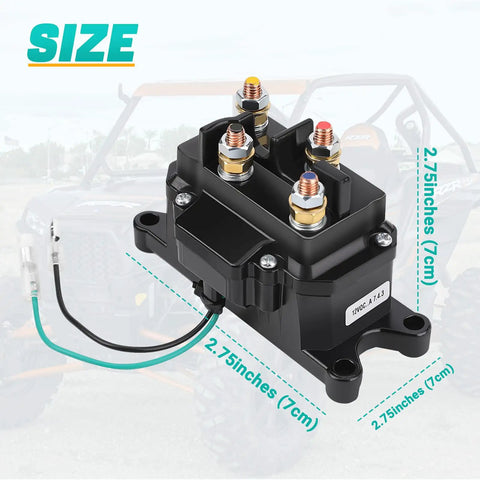 Beefed Up 12V 250A Winch Solenoid Relay Contactor Replacement with 6 Protective Caps for ATV UTV Boat and 4x4