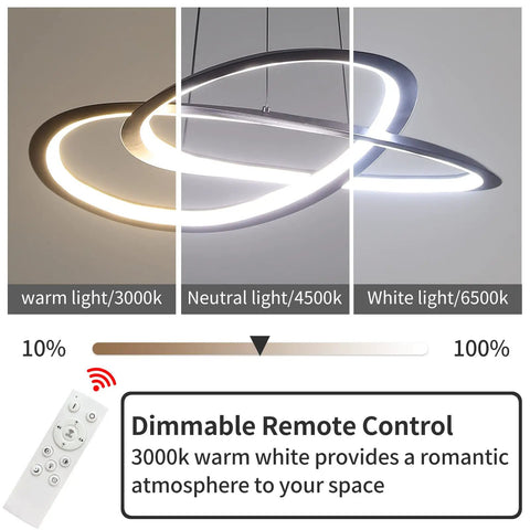 Modern Trefoil Ceiling Chandelier For Dining Room And Living Room, Adjustable Height And Color Temperature From 3000K To 6500K, Matte Black