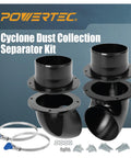 4 Inch Cyclone Dust Collection Elbow and Coupler Kit with Hose Clamps for Woodshop Debris Buckets and Barrels components layout