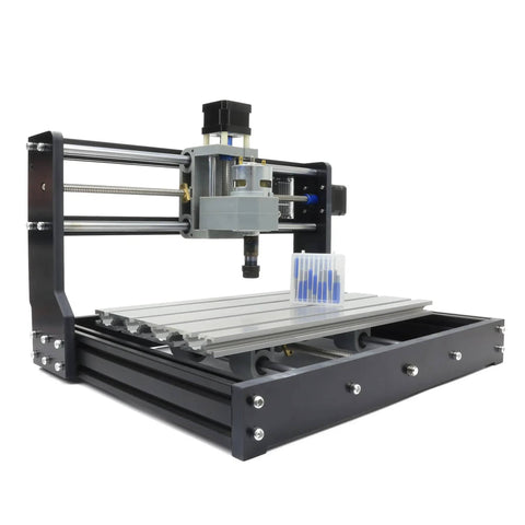 DIY 3 Axis CNC Router Kit With GRBL Control for desktop engraving, aluminum frame, 18x10x4.5 cm work area, side view