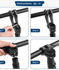 Instruction steps for installing 45mm Short Handlebar Stem for 25.4 and 31.8 mm bars with a beefy four bolt clamp.