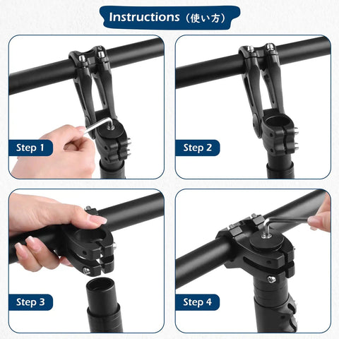 Instruction steps for installing 45mm Short Handlebar Stem for 25.4 and 31.8 mm bars with a beefy four bolt clamp.