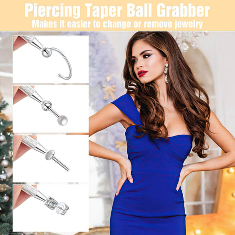Piercing Taper Ball Grabber Tool For Easy Jewelry Swaps And Insertion Flat Back Earrings Fit Threadless Insertion Pin Pro Grade Body Piercing Kit