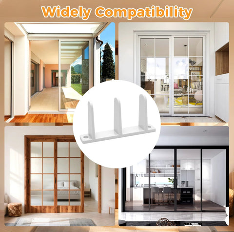 Four Pack Closet Door Floor Guides For Floor Sliding Doors Fits One And Three Eighths Inch Thick White With Eight Screws Durable ABS Material Waterproof And Wear Resistant Ideal For Cloakrooms Bathrooms And Kitchens