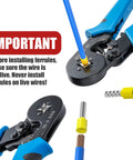 Ferrule Crimping Tool Kit With 1250Pcs Wire Ferrules, Self Adjusting Ratchet Crimpers For AWG 23-7 And 0.25-10mm2 Cable Terminals