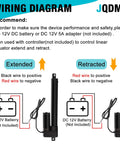 Wiring diagram for Six Inch High Speed Linear Actuator With Travel Rate Of 1.34 Inches Per Second At 12 Volts Waterproof IP65
