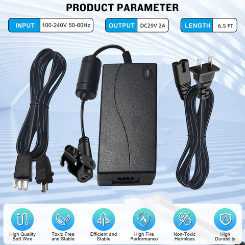 Premium Fesasn 29V2A Electric Power Adapter For Extend Ergo Sealy Ease Serta Adjustable Bed Frame with 6.5 ft power cables.