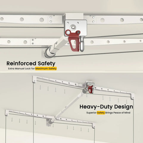No Sweat Overhead Garage Storage Rack Straight Up Heavy Duty Ladder Free Ceiling Lift Tray For 8 To 10 Ft Ceilings 250 Pound Weight Limit With Secure Safety Latch In Bright White