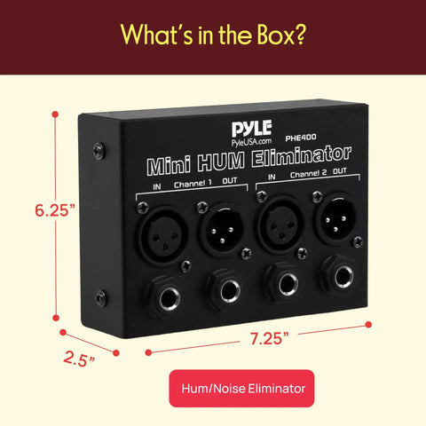 Compact Mini Hum Eliminator Box for Audio Gear, 2 Channel Passive Ground Loop Isolator with TRS and XLR inputs and outputs