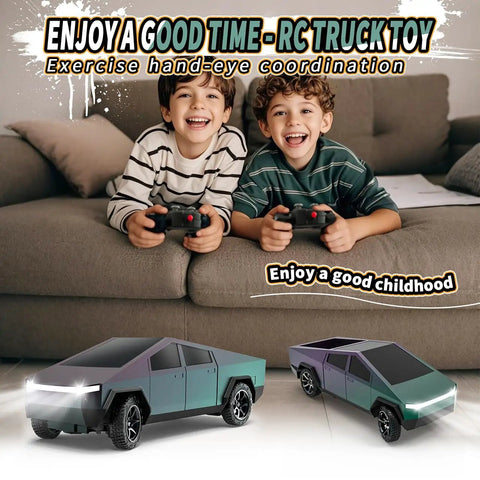 Rad All Terrain RC Pickup Truck With LED Lights And Load Space, kids playing with remote control cars, color change green purple