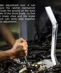 Go To Metal Offset Brake Spoon Tool For Auto Repair Built Tough Universal Brake Adjusting Tool in use on car engine