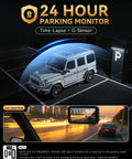 Car parked under 24-hour surveillance with Dual 4K Front And Rear Dash Cam For Cars With Free 128GB Card, Fast WiFi, Built In GPS