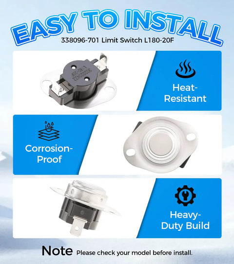 Heavy Duty Auto Reset Limit Switch L180-20F Replaces 338096-701 For HVAC Furnace And Heat Pump Units A Solid No Hassle Upgrade That Keeps Your System Running Smooth Like Butter Any Day You Roll With It