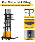 This Semi Electric Pallet Stacker Is A Total Badass For Your Warehouse, featuring manual operation and electric lift mechanism.