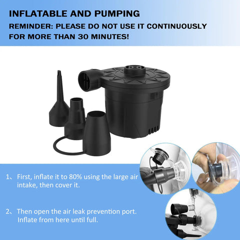 No Sweat Medical Inflatable Bed Bath Kit With Electric Pump And Portable Water Bag Total Hassle Free Side Shower Tub electric pump with attachments for use.