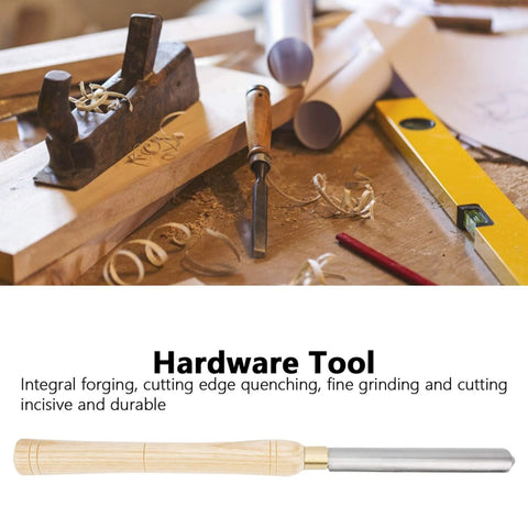 Front view of a 22mm HSS roughing gouge lathe chisel with wooden handle.