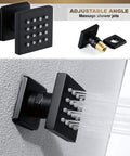 Easy Peasy Installation On This Wall Mounted Shower System Featuring High Pressure Rainfall Head And Sturdy Handheld Sprayer Paired With Slick Matte Black Fixtures For Instant Bathroom Glow Up: adjustable angle matte black shower head with massage jets.