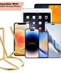 Gold Metal Phone Stand For Desk, Cute Desktop Holder For All Phones, iPhone, iPad, Hands Free Viewing, One Piece Design, No Assembly