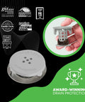Inside Sink Drain Protector Hair Catcher And Strainer That Fits In The Drain with durable gray finish shown on package.
