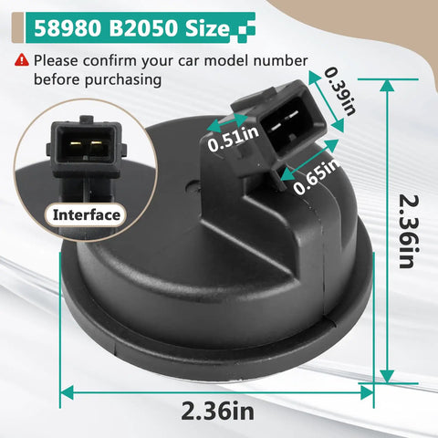 Heavy Duty 2 Pack Rear Hub Bearing And Abs Speed Sensor 58980B2050 size and interface view with dimensions for Kia Soul upgrade.